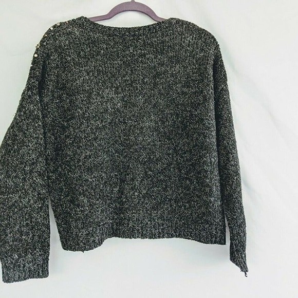 Clockhouse Sweater Women Medium Stars Jeweled Studs Dark Gray We Love Knit Shirt - Picture 2 of 8